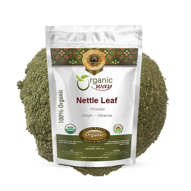 Organic Way Nettle Leaf Powder (Urtica dioica) - Herbal Tea | Organic &amp; Kosher Certified | Raw, Vegan, Non GMO &amp; Gluten Free | USDA Certified | Origin - Albania (1LBS / 16Oz)