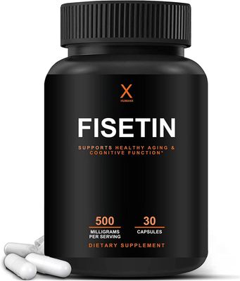 HUMANX Fisetin 500mg - 98% Pure Fisetin Supplement - Powerful Serving Size (Similar to Apigenin, Luteolin, Quercetin) Senolytic Activator - Natural Polypheonols - USA Made, Non-GMO Fisetin Capsules