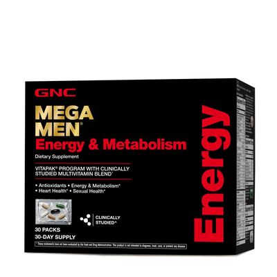 GNC Mega Men Energy &amp; Metabolism Vitapak | Clinically Studied | Energy, Heart Health, and Antioxidants | 30 Count