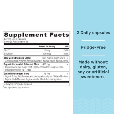 Probiotics for Men by Ancient Nutrition, SBO Probiotics Men's 60 Ct, for Gut Health, Digestive and Immune Support, Boosts Muscle Mass and Fat Metabolism, 25 Billion CFUs* Per Serving