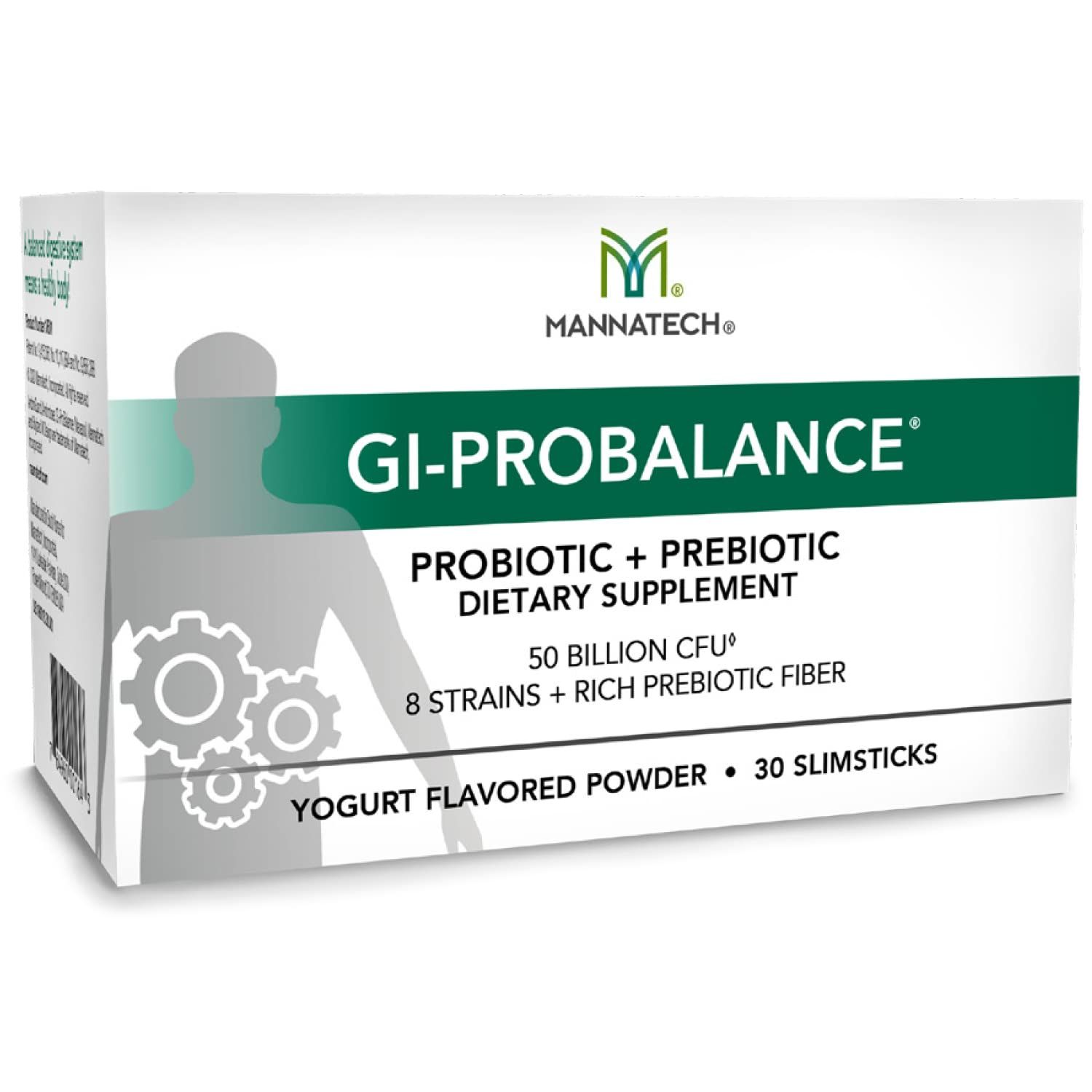 Mannatech Prebiotics and Probiotics, 30 Slimsticks, Yogurt Flavor, GI-ProBalance w/MannaBiotic Blend, Pre and Probiotics Powder for Gut Health, w/ 8 Strains, Rich Prebiotic Fiber &amp; 50 Billion CFU