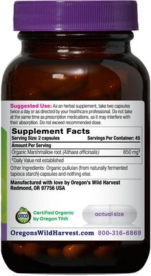 Oregon's Wild Harvest Marshmallow Organic Herbal Supplement, 90 Count