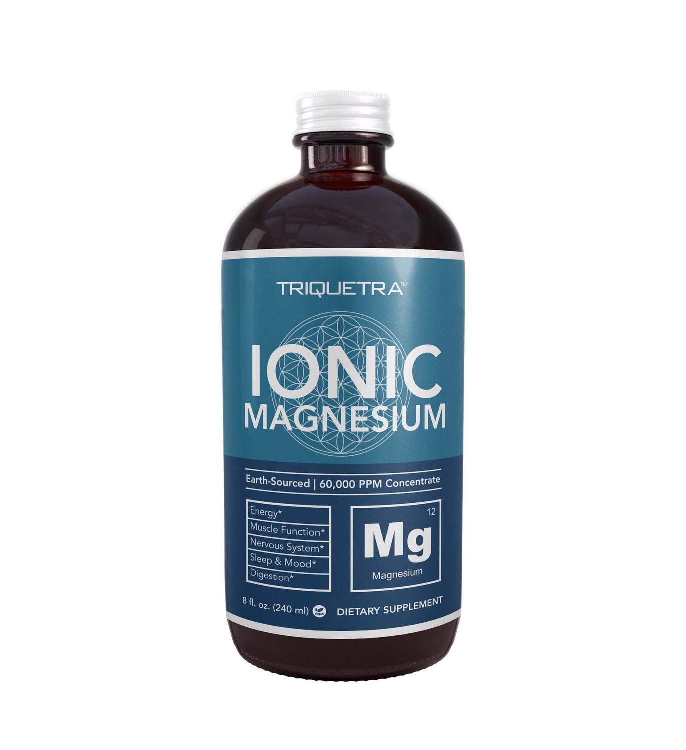 Liquid Magnesium | 8 oz - Ionic Magnesium Chloride, Highest &amp; Fastest Absorption - Calm Mood, Sleep, Muscle Cramps &amp; Spasms, Natural Laxative - Vegan, Glass Bottle (96 Servings)