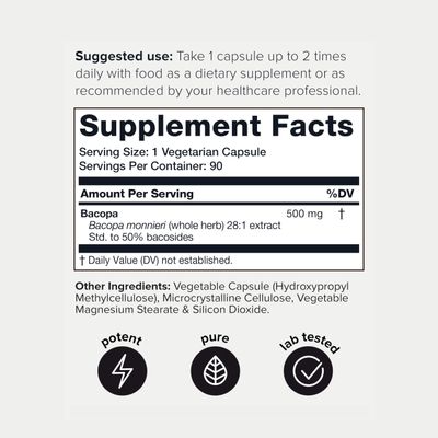 Toniiq 14,000mg 28X Concentrated Extract - 50% Bacosides Ultra High Strength Bacopa - (Non-GMO) - Highly Concentrated and Bioavailable - 90 Capsules