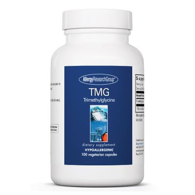 Allergy Research Group TMG Trimethylglycine 750mg Supplement - Betaine Anhydrous, Supports Healthy Methylation, Promotes Healthy Homocysteine Levels, Hypoallergenic, Vegetarian Capsules - 100 Count