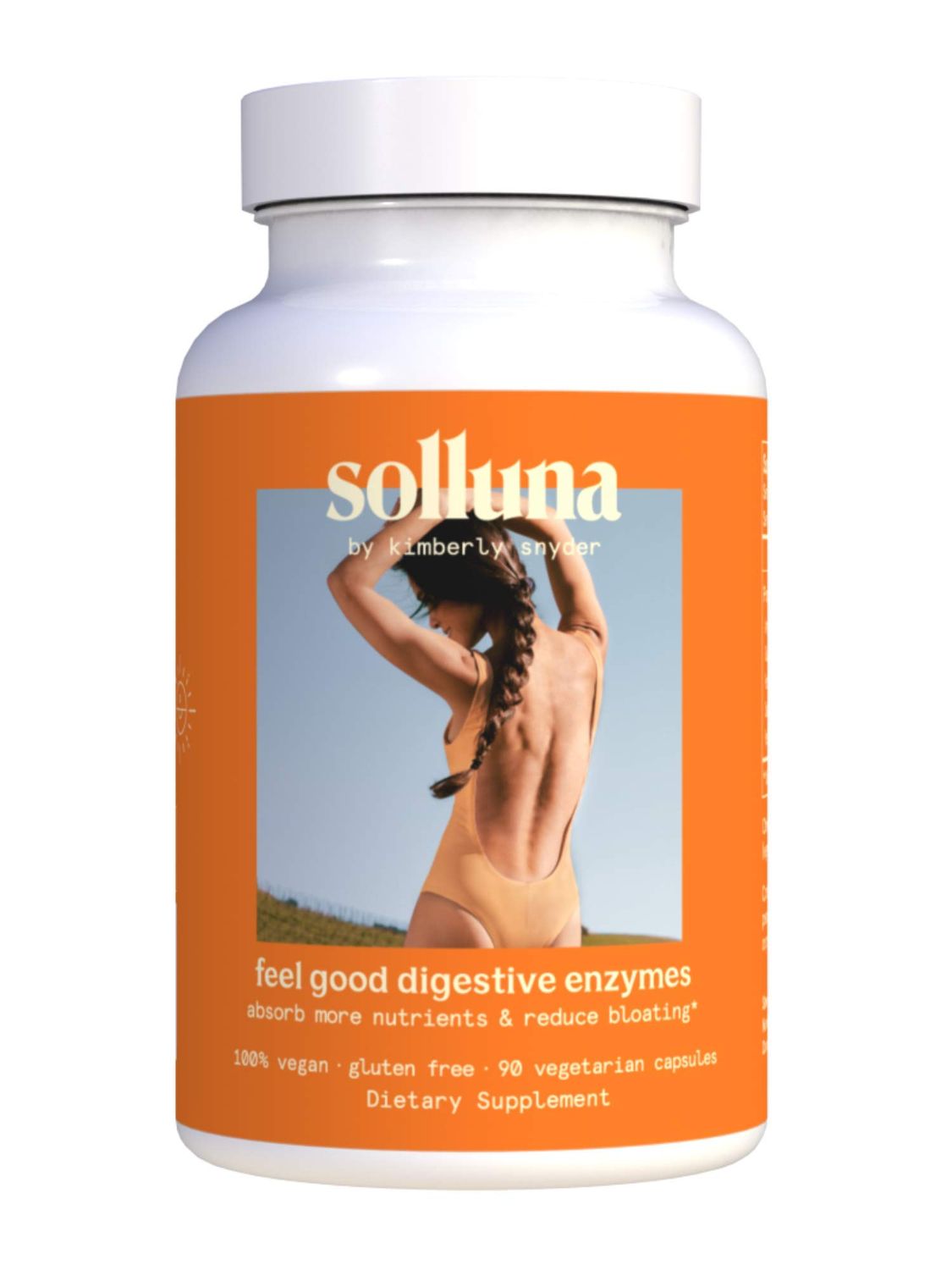 Solluna by Kimberly Snyder Feel Good Digestive Enzymes Digestion &amp; Nutrient Absorption Aid for Stomach Pain, Gas &amp; Bloating - Multi-Enzymes Lipase, Amylase, Protease, Cellulase, &amp; Galactosidase