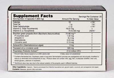 Dr. Ohhira's Propolis Plus 60 Capsules with Brazilian Green Propolis, Probiotic Extract and Astaxanthin