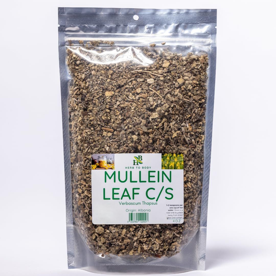 Herb To Body Mullein Leaf Cut &amp; Sifted - Conventional Wildcrafted - Fresh Herbs - Premium Quality 4oz