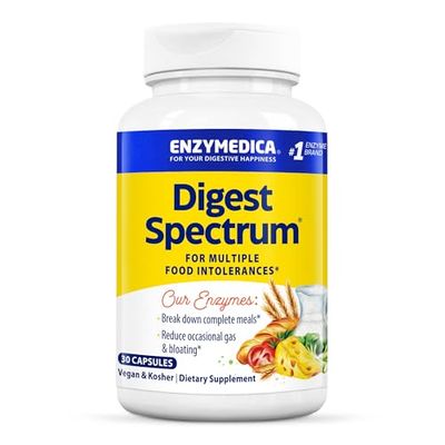 Enzymedica Digest Spectrum, Digestive Enzymes for Multiple Food Intolerances, Offers Fast-Acting Gas &amp; Bloating Relief, 30 Count