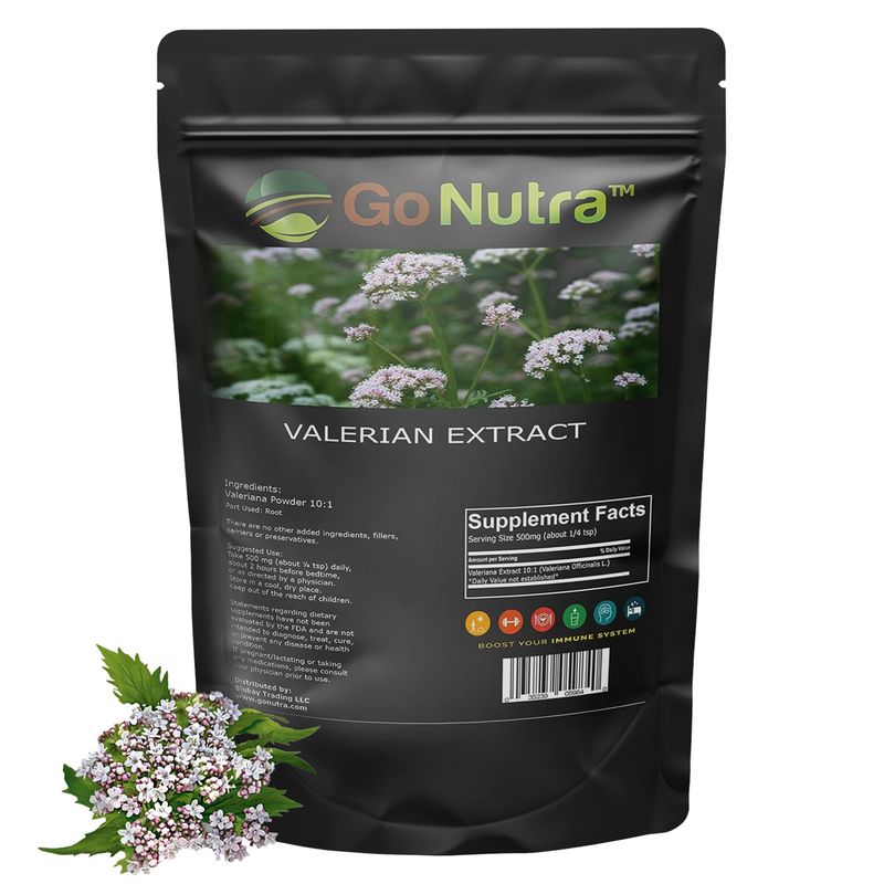 Go Nutra Valerian Root Extract Powder 10:1 Extra Strength 8 oz. Valerian Extract Herbal Supplement