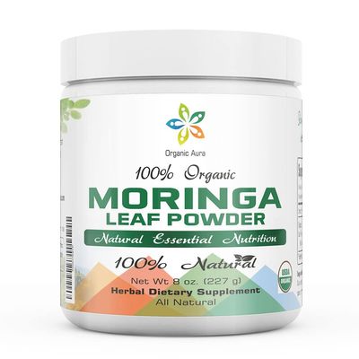 Certified Organic Moringa Leaf Powder-8Oz. USDA Certified Organic. Naturally boosts Energy, Metabolism &amp; Immunity. 100% Pure and Raw. Green Whole Superfood. No GMO, Gluten Free.