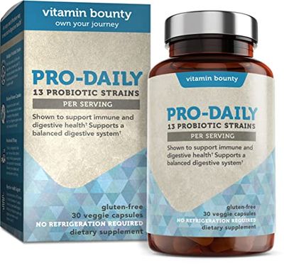 Vitamin Bounty Pro-Daily Probiotic - 13 Probiotic Strains, Gut Health, Digestive Health, Including Lactobacillus Acidophilus, Probiotic for Women and Men (Pro-Daily Probiotic)
