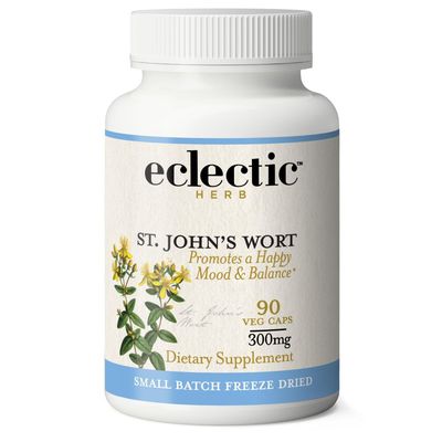 Eclectic Institute Raw Fresh Freeze-Dried Non-GMO St. John&#39;s Wort | Herbal Health Supplement, Promotes a Positive Mood | 90 CT