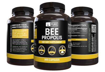 PURE ORIGINAL INGREDIENTS Bee Propolis (365 Capsules) No Magnesium or Rice Fillers, Always Pure, Lab Verified