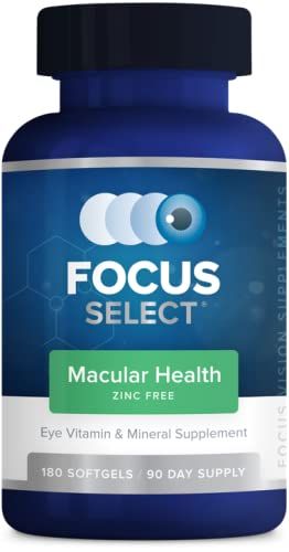 Focus Vitamins | Focus Select Zinc Free Formula | 180 Softgel Capsules | AREDS2 Based Formula | Eye Vitamin &amp; Supplement | Support for Macular Generation | Easy to Swallow Pill
