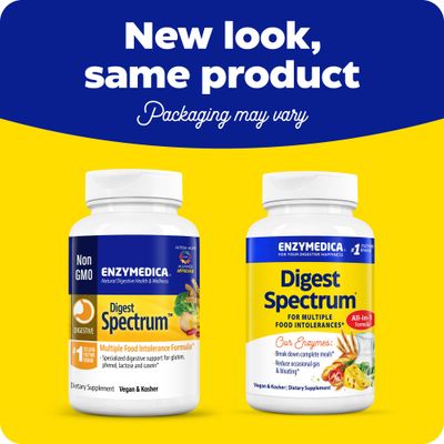 Enzymedica Digest Spectrum, Digestive Enzymes for Multiple Food Intolerances, Offers Fast-Acting Gas &amp; Bloating Relief, 30 Count