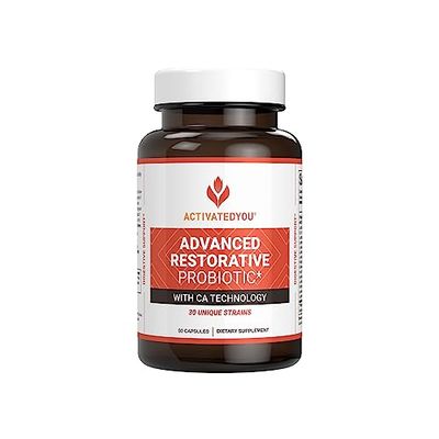 ACTIVATEDYOU Advanced Restorative Probiotic for Daily Use- 30 Strain Digestive Gut Health &amp; Immune Function Support- Acidophilus Supplement for Radiant-Looking Skin (30 Capsules)