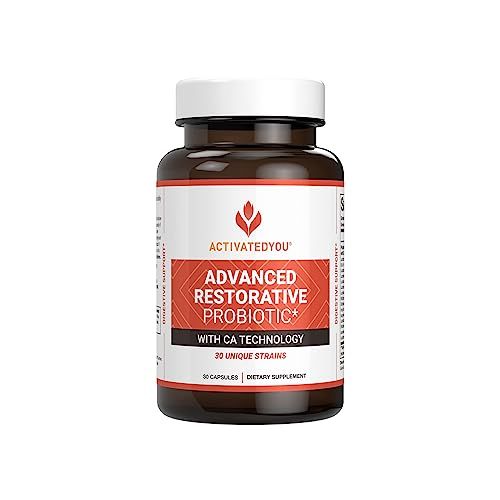 ACTIVATEDYOU Advanced Restorative Probiotic for Daily Use- 30 Strain Digestive Gut Health &amp; Immune Function Support- Acidophilus Supplement for Radiant-Looking Skin (30 Capsules)