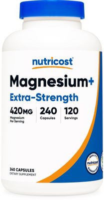 Nutricost Magnesium+ Extra Strength 420mg, 240 Capsules - 120 Servings. Magnesium Oxide and Glycinate - Non-GMO, Gluten Free, Vegan Friendly