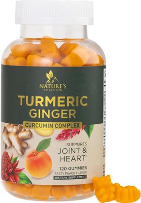 Turmeric Supplement Gummies - Turmeric Curcumin and Ginger Gummies with Black Pepper Extract for High Absorption, Nature&#39;s Curcumin Gummy for Joint Support, Non-GMO, Gluten Free - 120 Turmeric Gummies