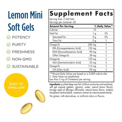 Nordic Naturals Complete Omega Jr., Lemon - 90 Mini Soft Gels - 283 mg Total Omega-3s &amp; 35 mg GLA - Healthy Cognition, Nervous System Function - Non-GMO - 45 Servings