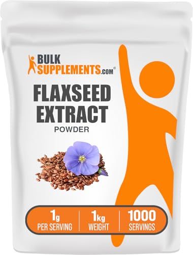 BulkSupplements.com Flaxseed Extract Powder - Ground Flaxseed Powder, Omega 3 Supplement, Flaxseed Extract 1000mg - Gluten Free, 1000mg per Serving, 1kg (2.2 lbs) (Pack of 1)
