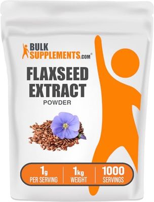 BulkSupplements.com Flaxseed Extract Powder - Ground Flaxseed Powder, Omega 3 Supplement, Flaxseed Extract 1000mg - Gluten Free, 1000mg per Serving, 1kg (2.2 lbs) (Pack of 1)