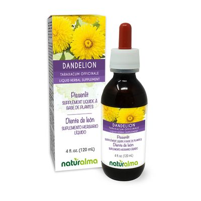 Naturalma Dandelion (Taraxacum officinale) Root and herb Alcohol-Free Tincture - 4 fl oz Liquid Extract in Drops - Herbal Supplement - Vegan