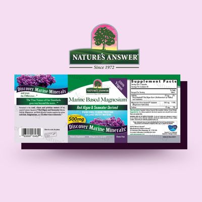 Nature's Answer Calcium Magnesium Capsules 120 Count - Daily Marine Based Magnesium & Calcium Supplement for Sleep & Bone Support - Vegan, Gluten Free, Alcohol Free - Magnesium Supplement for Everyone