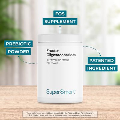 Supersmart - Fructo Oligosaccharides Powder (Prebiotics FOS) - Oligofructose Inulin - Fiber Supplement - Intestinal Flora & Gut Health - Digestive Support | Non-GMO & Gluten Free - 200 g