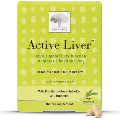 NEW NORDIC Active Liver, Daily Liver Supplement, Milk Thistle, Artichoke &amp; Turmeric, for Men and Women, 30 Count (Pack of 1)