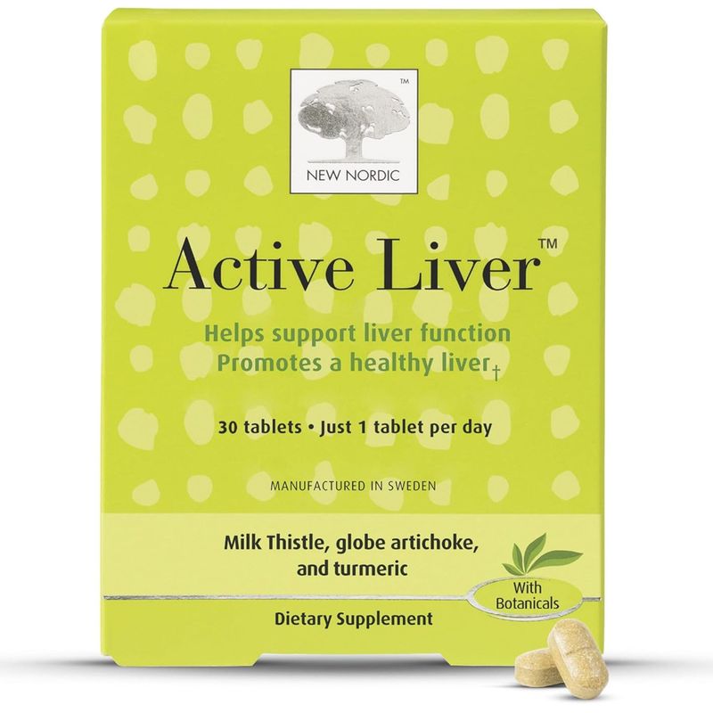 NEW NORDIC Active Liver, Daily Liver Supplement, Milk Thistle, Artichoke &amp; Turmeric, for Men and Women, 30 Count (Pack of 1)