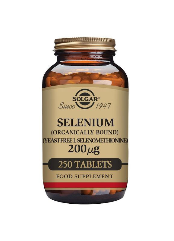 Solgar Yeast-Free Selenium 200 mcg, 250 Tablets - Supports Antioxidant &amp; Immune System Health - Non-GMO, Vegan, Gluten Free, Dairy Free, Kosher - 250 Servings