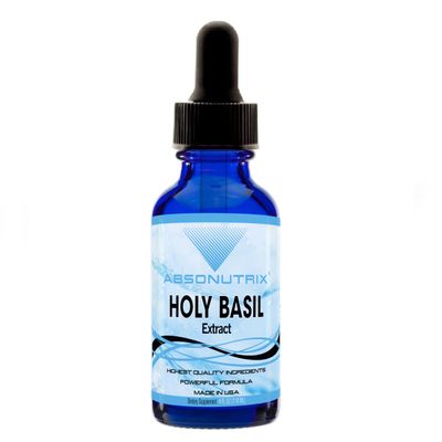 Absonutrix Holy Basil Extract 590 mg, 4 Oz Drops, Immunity 200 Servings, Made in USA,Quick Absorption, Quality Potent Ingredients, Third-Party Tested, Non-GMO, GMP Certified, Cruelty Free Products