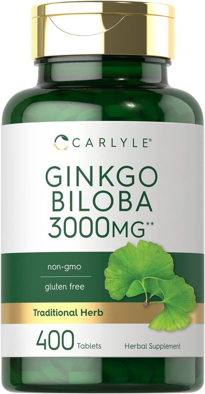 Carlyle Ginkgo Biloba 3000mg | 400 Tablets | Non-GMO, Gluten Free Herbal Supplement