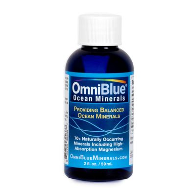 OmniBlue Ocean Minerals Liquid Magnesium (420mg) &amp; 70+ Trace Minerals | Natural Remineralization for Muscle Wellness, Deep Sleep, Smooth Digestion, Heart Function | 2oz Bottle