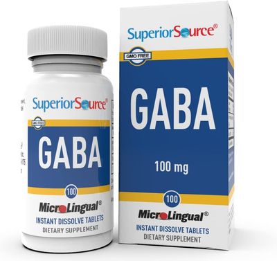 Superior Source GABA 100 mg, Quick Dissolve MicroLingual Tablets, 100 Count, Brain Health Support, Promotes a Relaxing Effect &amp; Positive Mood, Stress &amp; Sleep Support, Non-GMO