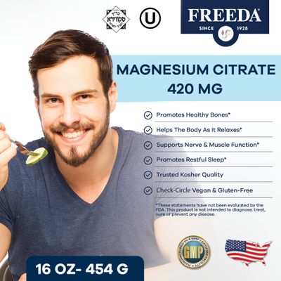 Magnesium Citrate Powder - Pure Magnesium Powder Gluten Free - Adult &amp; Childrens Magnesium Citrate Supplement Organic Magnesium Citrate Drink - Mag Citrate Magnesium Mineral Supplements - 16 oz