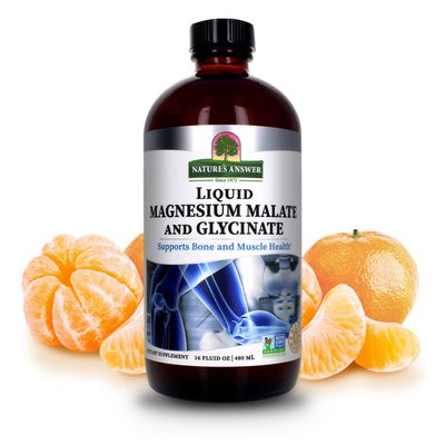 Magnesium Glycinate &amp; Magnesium Malate Liquid - 16 Oz Magnesium Concentrate - Vegan &amp; Gluten-Free - Bone, Muscle, and Cardiovascular Support - Suitable for All