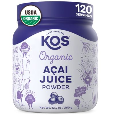 KOS Organic Acai Juice Powder - USDA Certified Organic, Plant Based Superfood Antioxidants, Superberry from Brazil, Great for Smoothies and Bowls, 0g Sugar, Vegan, Gluten-Free, Non-GMO - 120 Servings