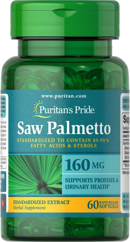 Puritan's Pride Saw Palmetto Standardized Extract 160 mg Softgels, 60 Count(Pack of 1)