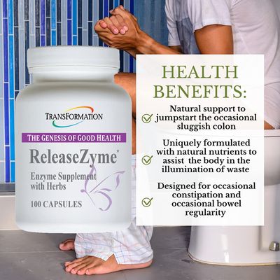 Transformation Enzymes ReleaseZyme Blend Supplement with Natural Herbs, #1 Practitioner Physician Recommended, Balanced Digestive Support, 100 Cap