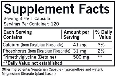 Kirkman TMG 500 mg - Hypoallergenic || 120 Vegetarian Capsules || Trimethylglycine || Gluten Free || Casein Free