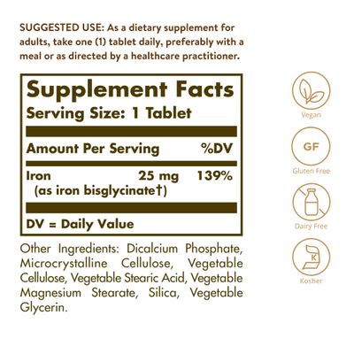 Solgar - Chelated Iron Tablets 100 Count, Promotes red Blood Cell Production &amp; Produces Healthy Energy - 2 Pack
