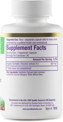 Paradise Organic Turmeric Rhizome 4:1 Extract, Active Whole Spectrum Extract, Super Potent, Ultra Pure, Vegan, Non-GMO, Gluten Free, 90 Vegetarian Capsules