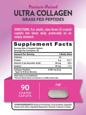 Nature's Truth Collagen Peptides | 90 Caplets | Type 1 and 3 with Vitamin C | Grass Fed, Non-GMO and Gluten Free Pill Supplement