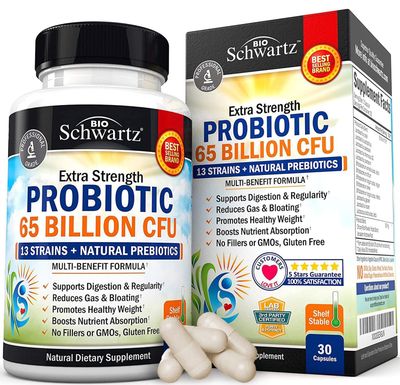 Probiotic 65 Billion - Probiotics with Prebiotic for Women &amp; Men - Lactobacillus Acidophilus Digestive Health Capsules - Targeted Release Technology - Shelf Stable Supplement Non-GMO Dairy Free-30ct