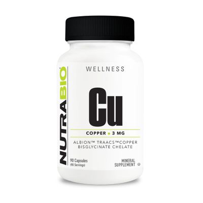 NutraBio Copper Chelate (3mg), Immune Support - 90 Capsules