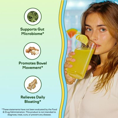 Feel Goods Gut Guardian, Prebiotic &amp; Probiotic Powder, Sugar Free, Organic Fiber, Organic Herbs for Bloat, Gut Health Support, Digestive Health for Men &amp; Women, Non GMO, Vegan | Lemon Ginger, 15 Count