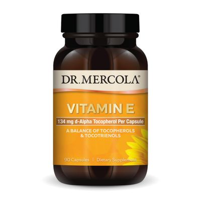 Dr. Mercola Vitamin E, 90 Servings (90 Capsules), 134 mg Per Capsule, Dietary Supplement, Supports Healthy Skin, Non-GMO